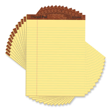 "The Legal Pad" Ruled Perforated Pads, Wide/Legal Rule, (50) Canary 8.5 x 11 Sheets, Dozen