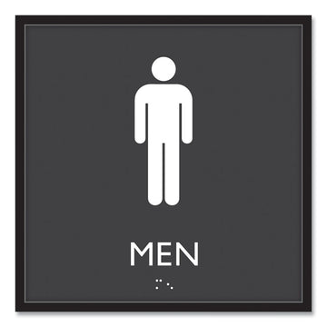 ADA Sign, Men, Plastic, 8 x 8, Clear/White
