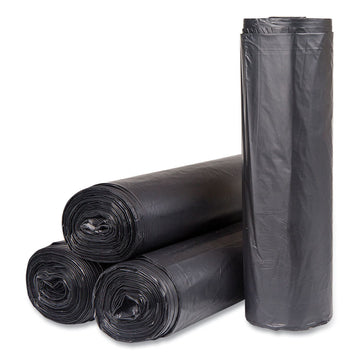 High-Density Commercial Can Liners, 56 gal, 22 mic, 43" x 48", Black, Interleaved Roll, 25 Bags/Roll, 6 Rolls/Carton