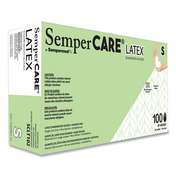 Latex Examination Gloves, Powder-Free, Small, 5 mil Thick, 9.45" Long, Cream, 100/Box, 10 Boxes/Carton