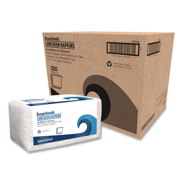 1/4-Fold Lunch Napkins, 1-Ply, 12 x 12, White, 500/Pack, 6 Packs/Carton