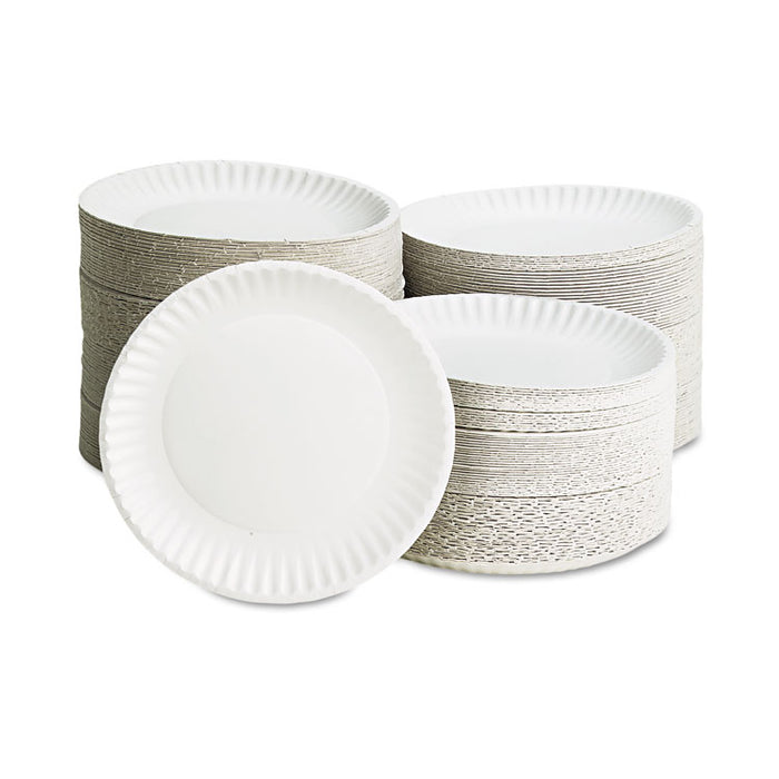 White Paper Plates, 9" dia, 100/Pack