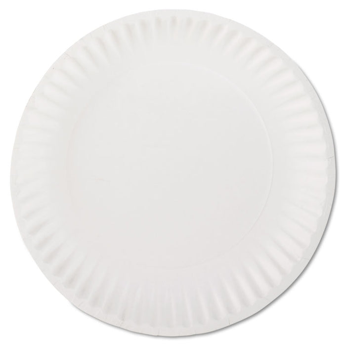 White Paper Plates, 9" dia, 100/Pack, 10 Packs/Carton