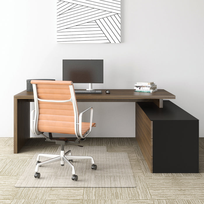 Deflecto EconoMat for Carpet - Carpeted Floor - 53" Length x 45" Width - Lip Size 12" Length x 25" Width - Vinyl - Clear - 1 Each