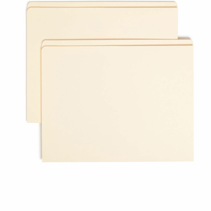 Smead Straight Tab Cut Letter Recycled Top Tab File Folder - 8 1/2" x 11" - Internal Pocket - 11 pt. - 2 Plys - Manila - Reinforced, Heavyweight - 10% Recycled - 50 / Box