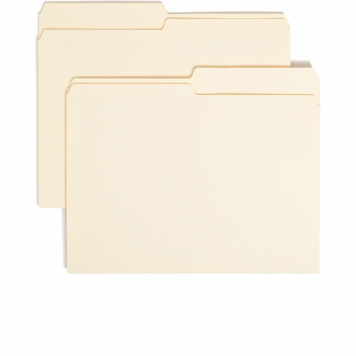 Smead 1/2 Tab Cut Letter Recycled Top Tab File Folder - 8 1/2" x 11" - 3/4" Expansion - Top Tab Location - Assorted Tab Position - 11 pt. - 1 Plys - Manila - 10% Recycled - 100 / Box