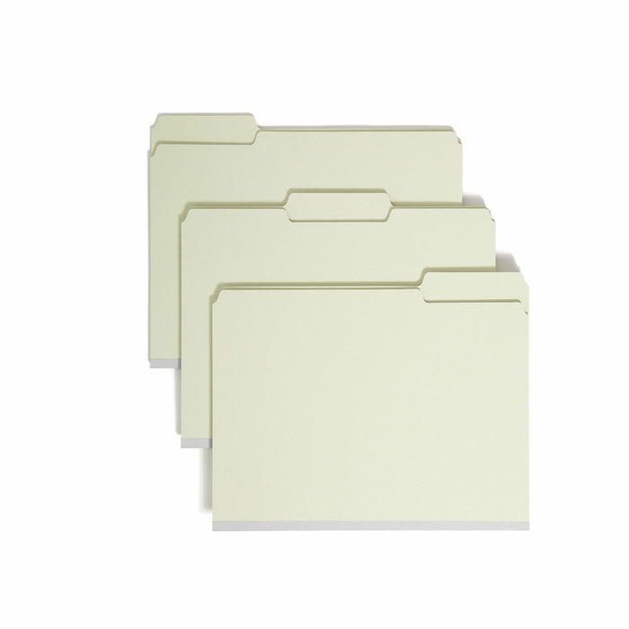 Smead 1/3 Tab Cut Letter Recycled Top Tab File Folder - 8 1/2" x 11" - 1" Expansion - Top Tab Location - Assorted Tab Position - 25 pt. - Pressboard - Gray, Green - Heavy Duty, Wear Resistant, Tear Resistant - 60% Recycled - 25 / Box