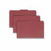 Smead SafeSHIELD 2/5 Tab Cut Legal Recycled Classification Folder - 8 1/2" x 14" - 3" Expansion - 2 x 2S Fastener - 2" for Folder - Top Tab Location - Right of Center Tab Position - 3 Divider - 25 pt. - Pressboard - Bright Red - Heavy Duty, Tear Resistant