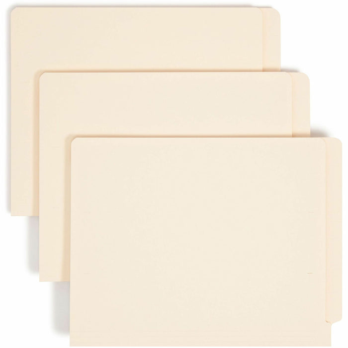Smead Shelf-Master Straight Tab Cut Letter Recycled End Tab File Folder - 8 1/2" x 11" - 3/4" Expansion - 14 pt. - 2 Plys - Manila - Reinforced Tab, Embossed - 10% Recycled - 50 / Box