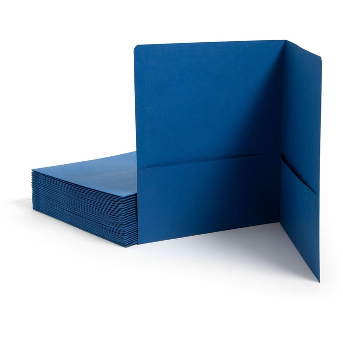 Smead Letter Recycled Pocket Folder - 8 1/2" x 11" - 100 Sheets Capacity - Folder - 2 Pocket - 11 pt. - Leatherette - Dark Blue - 10% Recycled - 25 / Box
