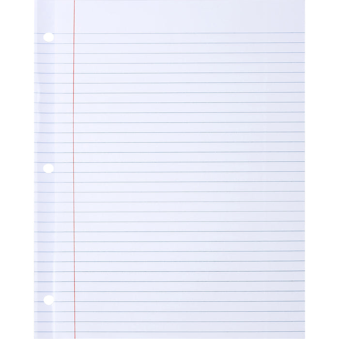Sparco Ruled Filler Paper - 100 Sheets - Wide Ruled Front Ruling - Ruled Red Margin - 20 lb Basis Weight - Letter - 8 1/2" x 11" Sheet Size - White Paper - Subject, Reinforced Edges - 1 Pack