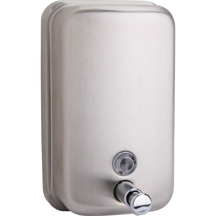 Genuine Joe Liquid/Lotion Soap Dispenser - Manual - 31.50 fl oz Capacity - Corrosion Resistant, Wall Mountable, Rust Proof - Stainless Steel - 1 Each