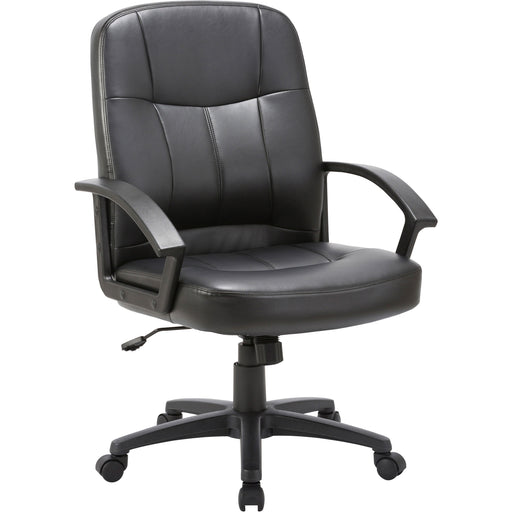 Lorell Chadwick Series Managerial Mid-Back Chair - Black Seat Color - Leather Seat Material - Black Frame Color - 5-star Base - Black - 1 Each