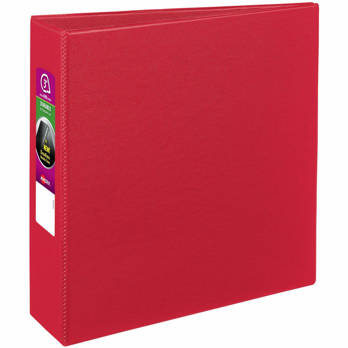 Avery® Durable Binder - 3" Binder Capacity - Letter - 8 1/2" x 11" Sheet Size - 635 Sheet Capacity - 3 Ring - Fastener: Slant Ring - Pocket: 2, Internal - Polypropylene - Red - Recycled - Pocket, Durable, Long Lasting, Tear Resistant, Split Resistant, Stu