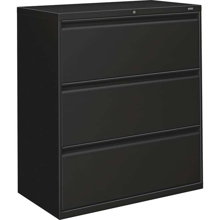 HON Lateral Files - 3-Drawer - 36" Width x 19.3" Depth x 40.9" Height - 3 x Drawer(s) for File - Lateral - Black - Baked Enamel - Steel - Recycled - 1 Each