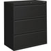 HON Lateral Files - 3-Drawer - 36" Width x 19.3" Depth x 40.9" Height - 3 x Drawer(s) for File - Lateral - Black - Baked Enamel - Steel - Recycled - 1 Each