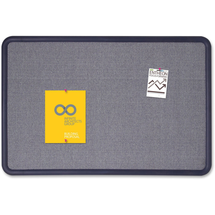 Quartet Contour Bulletin Board - 36" Board Height x 48" Board Width - Blue Fabric Surface - Durable, Self-healing - Navy Frame - 1 Each