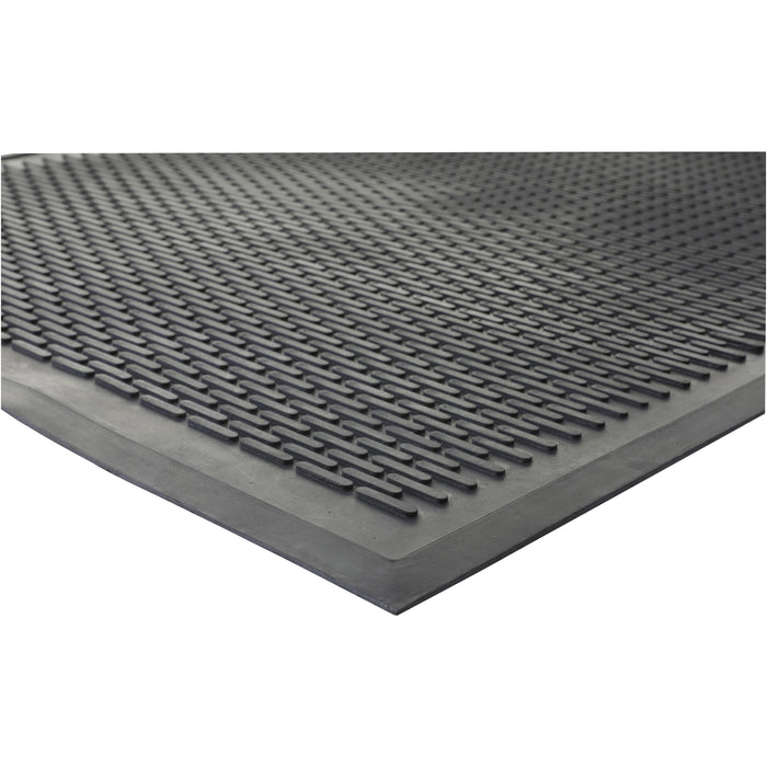 Genuine Joe Clean Step Scraper Floor Mats - Outside Entrance, Outdoor - 72" Length x 48" Width - Rubber - Black - 1 Each