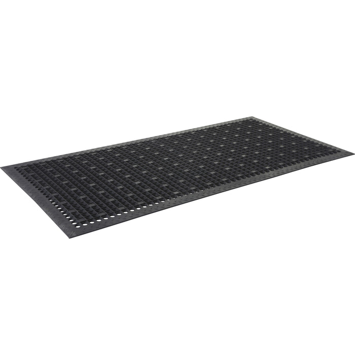 Genuine Joe Versa-Lite Anti-microbial Rubber Mat - Warehouse - 60" Length x 36" Width - Rubber - Black - 1 Each