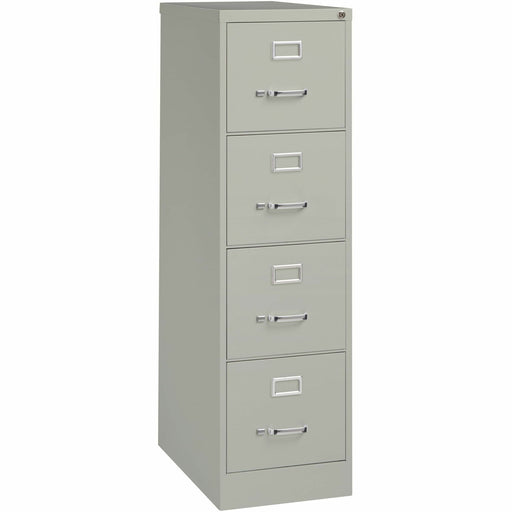 Lorell Fortress Series 25" Commercial-Grade Vertical File Cabinet - 15" Width x 25" Depth x 52" Height - 4 x Drawer(s) for File - Letter - Vertical - Security Lock, Ball-bearing Suspension, Heavy Duty - Light Gray - Steel - Recycled - 1 Each