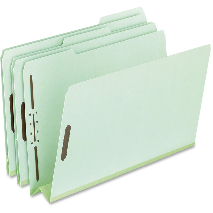 Pendaflex 1/3 Tab Cut Letter Recycled Top Tab File Folder - 8 1/2" x 11" - 3" Expansion - 2 Fastener - Top Tab Location - Assorted Tab Position - 25 pt. - Pressboard - Green - 60% Recycled - 25 / Box