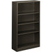 HON Brigade Steel Bookcase - 4 Shelf(ves) - 59" Height x 34.50" Width x 12.62" Depth - Adjustable Shelf, Reinforced, Welded, Durable, Compact - 30% Recycled - Charcoal - Steel - 1 Each