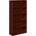 HON 105535 Bookcase - 71" Height x 36" Width x 13" Depth x 1.1" Thickness - 5 Shelve(s) - Cove Edge - Material: Particleboard - Finish: Laminate, Mahogany - Scratch Resistant, Wear Resistant, Spill Resistant - For Office - 1 Each