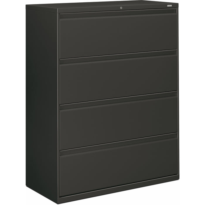 HON Brigade 800 H894 Lateral File - 53.3" Height x 42" Width x 18" Depth - Total Drawer(s): 4 - Finish: Charcoal - Radius Pull, Lockable, Glide, Removable Lock, Heavy Duty - For File Storage, Workstation, Desk, Office - 1 Each