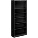 HON Brigade Steel Bookcase - 6 Shelf(ves) - 81.13" Height x 34.50" Width x 12.62" Depth - Adjustable Shelf, Reinforced, Welded, Durable, Compact - 30% Recycled - Black - Steel - 1 Each
