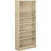 HON Brigade Steel Bookcase - 6 Shelf(ves) - 81.13" Height x 34.50" Width x 12.62" Depth - Adjustable Shelf, Reinforced, Welded, Durable, Compact - 30% Recycled - Putty - Steel - 1 Each