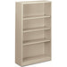 HON Brigade Steel Bookcase - 4 Shelf(ves) - 59" Height x 34.50" Width x 12.62" Depth - Adjustable Shelf, Reinforced, Welded, Durable, Compact - 30% Recycled - Light Gray - Steel - 1 Each