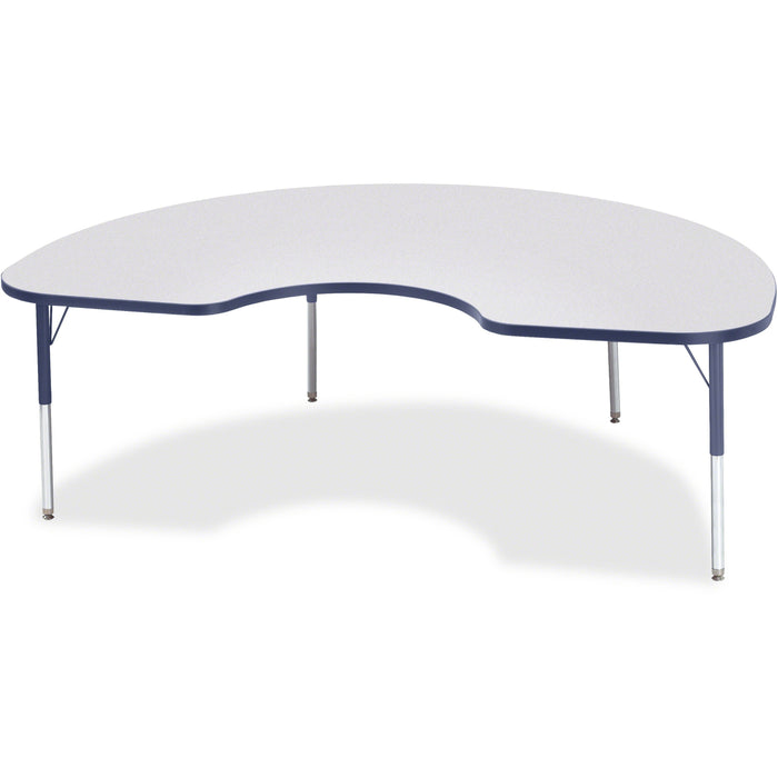 Jonti-Craft Berries Elementary Height Color Edge Kidney Table - Laminated Kidney-shaped, Navy Top - Four Leg Base - 4 Legs - Height Adjustable - 15" to 24" Adjustment - 72" Table Top Length x 48" Table Top Width x 1.13" Table Top Thickness - 24" Height -