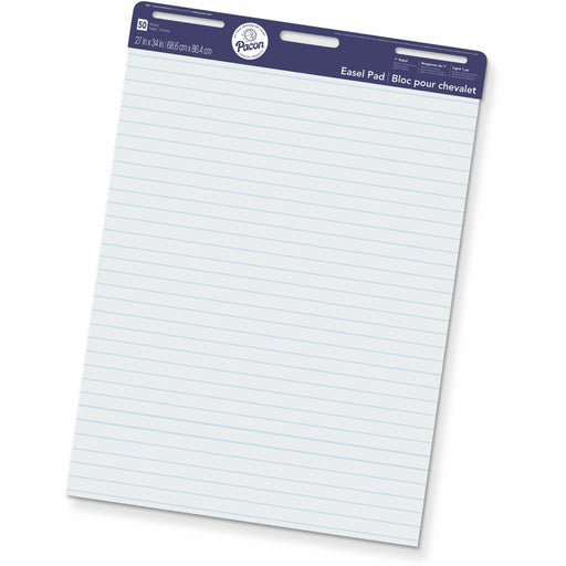 Pacon Ruled Easel Pads - 50 Sheets - Stapled/Glued - Front Ruling Surface - Ruled Front Ruling - 1" Ruled - 27" x 34" Sheet Size - White Paper - Chipboard Cover - Perforated, Bond Paper - Recycled - 1 Pad