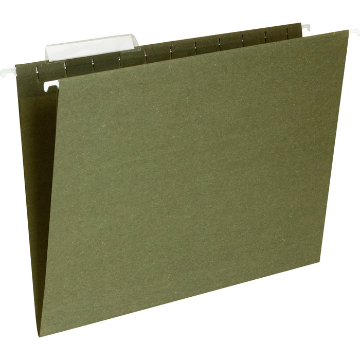 Business Source 1/3 Tab Cut Letter Recycled Hanging Folder - 8 1/2" x 11" - 11 pt. - Standard Green - Acid-free - 100% Recycled - 25 / Box