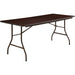 Lorell Economy Folding Table - Melamine Rectangle Top - 500 lb Capacity - 72" Table Top Length x 30" Table Top Width x 0.63" Table Top Thickness - 29" Height - Mahogany - 1 Each