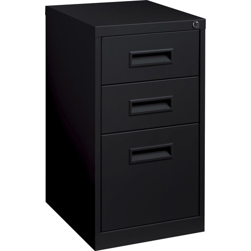 Lorell 19" Box/Box/File Mobile File Cabinet with Recessed Pull - 15" Width x 19" Depth x 28" Height - 3 x Drawer(s) for Box, File - Letter - Ball-bearing Suspension - Black - Steel - Recycled - 1 Each
