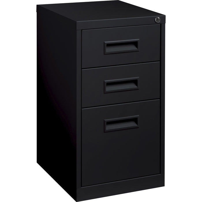 Lorell 19" Box/Box/File Mobile File Cabinet with Recessed Pull - 15" Width x 19" Depth x 28" Height - 3 x Drawer(s) for Box, File - Letter - Ball-bearing Suspension - Black - Steel - Recycled - 1 Each