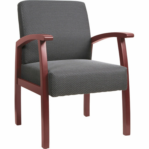 Lorell Thickly Padded Guest Chair - Mahogany Frame Color - Four-legged Base - Charcoal - 1 Each