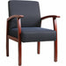 Lorell Thickly Padded Guest Chair - Cherry Frame Color - Four-legged Base - Midnight Blue - 1 Each