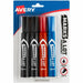 Avery® Marks A Lot Permanent Markers, Regular Desk-Style, Asstd, 4/PK - Black, Blue, Red Ink - Black, Blue, Red Barrel - Plastic, Metal, Classroom, Office, Warehouse - 4 / Pack