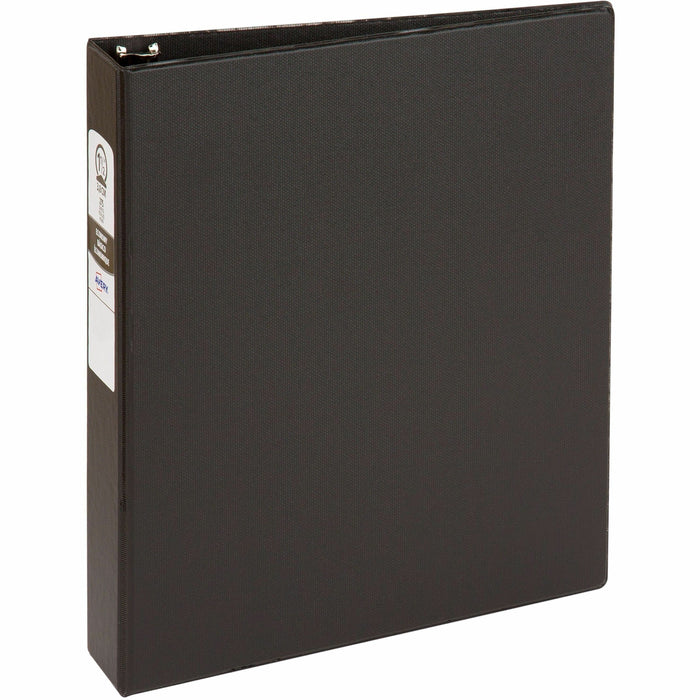 Avery® Standard Binder, 1.5" Round Rings, Black Binder (03401) - 1 1/2" Binder Capacity - Letter - 8 1/2" x 11" Sheet Size - 275 Sheet Capacity - 2 1/10" Spine Width - 3 x 1.50" Ring - Fastener: Round Ring - Pocket: 2, Internal - Polypropylene - Black - R