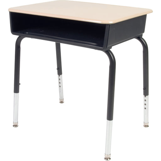 Virco 785 Open Front Student Desk with Book Box - Sandstone Rectangle Top - 4 Legs - Height Adjustable - 22" to 30" Adjustment - 24" Table Top Length x 18" Table Top Width - 30" Height - Educational Environment - Assembly Required - Chrome, Laminated - 2