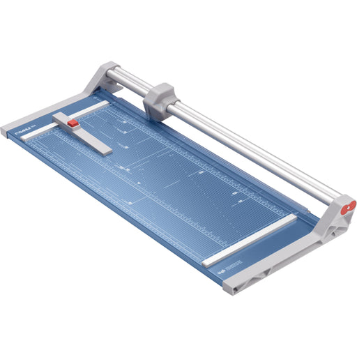 Dahle 554 Professional Rotary Trimmer - 20 Sheet Cutting Capacity - 28" Cutting Length - 3.4" Height x 15.1" Width x 37.1" Length - Automatic Clamp, Metal Base, Self-sharpening Blade, Ground Blade, Dual-barrel Guide Bar, Adjustable Alignment Guide, Screen