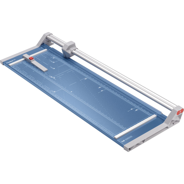 Dahle 556 Professional Rotary Trimmer - 14 Sheet Cutting Capacity - 37" Cutting Length - 3.4" Height x 15.1" Width x 46.6" Length - Bi-Directional Cutting, Metal Base, Self-sharpening Blade, Ground Blade, Dual-barrel Guide Bar, Adjustable Alignment Guide,