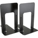 Business Source Heavy-gauge Steel Book Supports - 8.50" Height x 9" Width x 6" Depth - Desktop - Non-skid Base, Scratch Resistant, Stain Resistant - Enamel - Black - Steel - 1 Pair