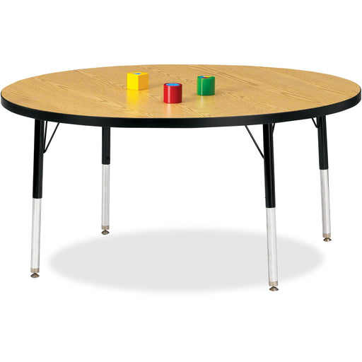 Berries Berries Elementary Height Color Top Round Table - Gray Round Top - Four Leg Base - 4 Legs - Height Adjustable - 15" to 24" Adjustment x 1.13" Table Top Thickness x 48" Table Top Diameter - 24" Height - Art, Craft - Assembly Required - Powder Coate
