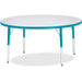 Jonti-Craft Berries Elementary Height Color Edge Round Table - Teal Round Top - Four Leg Base - 4 Legs - Height Adjustable - 15" to 24" Adjustment x 1.13" Table Top Thickness x 48" Table Top Diameter - 24" Height - Art, Craft - Assembly Required - Freckle