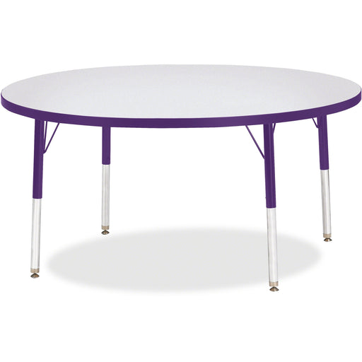 Jonti-Craft Berries Elementary Height Color Edge Round Table - Purple Round Top - Four Leg Base - 4 Legs - Height Adjustable - 15" to 24" Adjustment x 1.13" Table Top Thickness x 48" Table Top Diameter - 24" Height - Art, Craft - Assembly Required - Freck