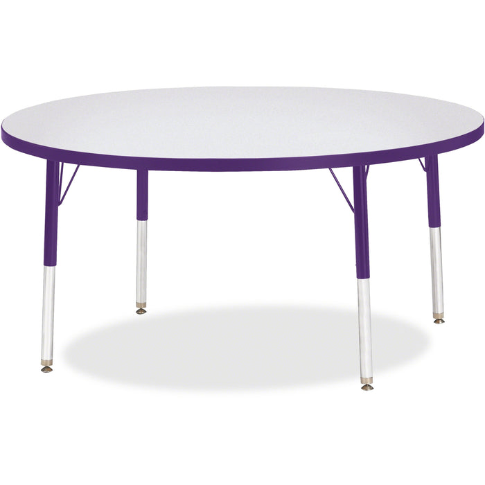 Jonti-Craft Berries Elementary Height Color Edge Round Table - Purple Round Top - Four Leg Base - 4 Legs - Height Adjustable - 15" to 24" Adjustment x 1.13" Table Top Thickness x 48" Table Top Diameter - 24" Height - Art, Craft - Assembly Required - Freck