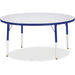 Jonti-Craft Berries Elementary Height Color Edge Round Table - Blue Round Top - Four Leg Base - 4 Legs - Height Adjustable - 15" to 24" Adjustment x 1.13" Table Top Thickness x 48" Table Top Diameter - 24" Height - Art, Craft - Assembly Required - Freckle